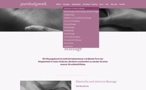 Webdesign und Umsetzung Pure-Bodywork: Massage