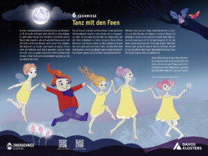 Feenwiese: Gestaltung der Infotafel und Illustration für den Zwergenweg Klosters